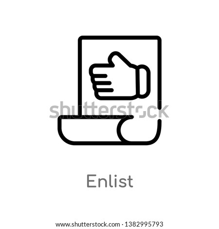 outline enlist vector icon. isolated black simple line element illustration from miscellaneous concept. editable vector stroke enlist icon on white background