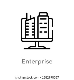 outline enterprise vector icon. isolated black simple line element illustration from marketing concept. editable vector stroke enterprise icon on white background