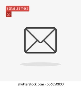 Outline envelope icon isolated on grey background. Line mail symbol for website design, mobile application, ui. Editable stroke. Vector illustration. EPS10