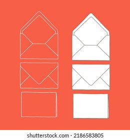 Outline envelope and postcard template. Vector Stock illustration. Copy space.