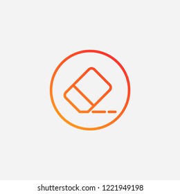 Outline eraser icon,gradient illustration,vector school supplies sign symbol