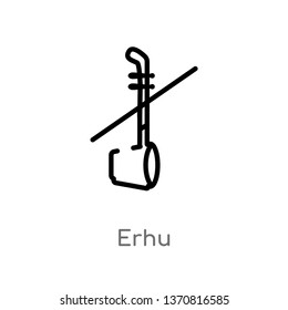 outline erhu vector icon. isolated black simple line element illustration from asian concept. editable vector stroke erhu icon on white background