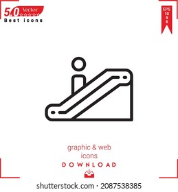 Outline escalator icon. escalator icon vector isolated on white background. Graphic design, material-design,  mobile application, logo, user interface. EPS 10 format vector