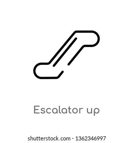 outline escalator up vector icon. isolated black simple line element illustration from airport terminal concept. editable vector stroke escalator up icon on white background