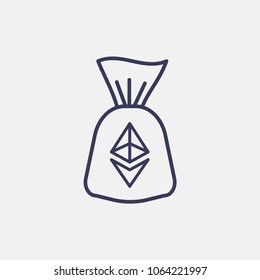 Outline ethereum in bag icon illustration vector symbol
