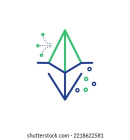 Outline Ethereum icon with editable stroke. Linear ethereum sign, cryptocurrency pictogram. Crypto mining, ether network, digital currency, ETH coin. Vector icon, sign, symbol for UI and Animation