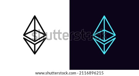 Outline Ethereum icon with editable stroke. Linear ethereum sign, cryptocurrency pictogram. Crypto mining, ether network, digital currency, ETH coin. Vector icon, sign, symbol for UI and Animation