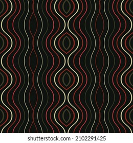 Umriss ethnischer abstrakter Hintergrund. Nahtloses Muster mit symmetrischem geometrischem Ornament. Digitales Papier, Stoffdruck, Seitenfüllung. Vektorgrafik.