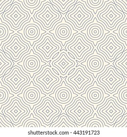 Outline ethnic abstract background. Seamless pattern with symmetric geometric ornament. Can be used for coloring books and pages for kids and adults, textile print, page fill. Vector illustration