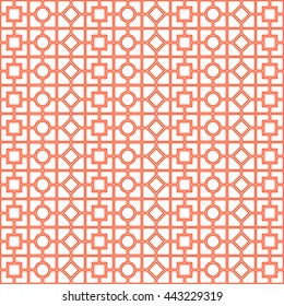 Outline ethnic abstract background. Seamless pattern with symmetric geometric ornament. Can be used for coloring books and pages for kids and adults, textile print, page fill. Vector illustration