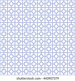 Outline ethnic abstract background. Seamless pattern with symmetric geometric ornament. Can be used for coloring books and pages for kids and adults, textile print, page fill. Vector illustration