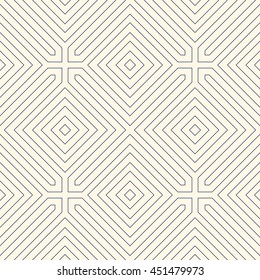 Outline ethnic abstract background. Seamless pattern with symmetric geometric ornament. Can be used for coloring books and pages, textile print, page fill. Vector illustration