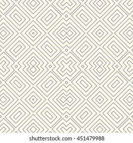 Outline ethnic abstract background. Seamless pattern with symmetric geometric ornament. Can be used for coloring books and pages, textile print, page fill. Vector illustration