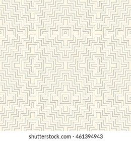 Outline ethnic abstract background. Seamless pattern with symmetric geometric ornament. Can be used for coloring books and pages, textile print, page fill. Vector illustration
