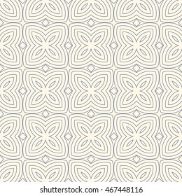 Outline ethnic abstract background. Seamless pattern with symmetric geometric ornament. Can be used for coloring books and pages, textile print, page fill. Vector illustration