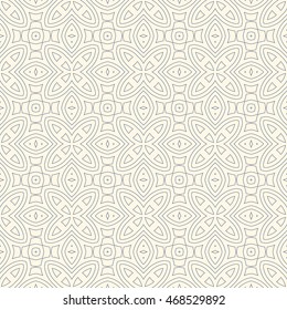 Outline ethnic abstract background. Seamless pattern with symmetric geometric ornament. Can be used for coloring books and pages, textile print, page fill. Vector illustration