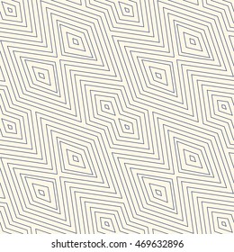 Outline ethnic abstract background. Seamless pattern with symmetric geometric ornament. Can be used for coloring books and pages, textile print, page fill. Vector illustration