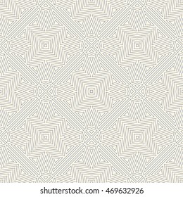 Outline ethnic abstract background. Seamless pattern with symmetric geometric ornament. Can be used for coloring books and pages, textile print, page fill. Vector illustration