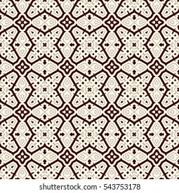 Outline ethnic abstract background. Seamless pattern with symmetric geometric ornament. Digital paper, textile print, page fill. Vector illustration