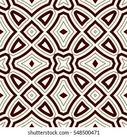Outline ethnic abstract background. Seamless pattern with symmetric geometric ornament. Digital paper, textile print, page fill. Vector illustration