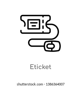 outline eticket vector icon. isolated black simple line element illustration from marketing concept. editable vector stroke eticket icon on white background