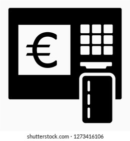 Outline euro cash machine pixel perfect vector icon