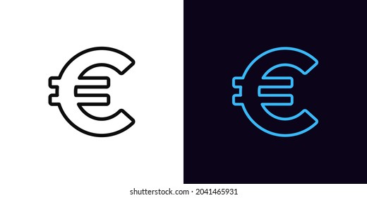 Outline euro icon with editable stroke. Linear euro sign silhouette. Money symbol of EUR, online banking and investment, currency exchange. Vector icon, sign for UI and Animation