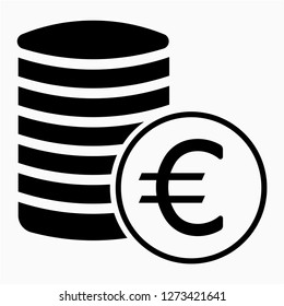 Outline euro stack coins pixel perfect vector icon