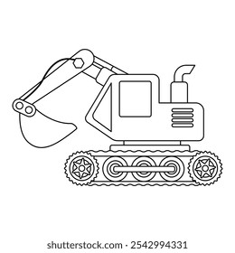 Contorno da ilustração do vetor da escavadora. Este é um esboço preto e branco ilustração de uma escavadora com um balde em um estilo minimalista simples