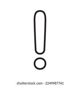 Outline exclamation mark isolated flat design vector illustration on white background.