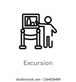 Outline Excursion Vector Icon. Isolated Black Simple Line Element Illustration From Museum Concept. Editable Vector Stroke Excursion Icon On White Background