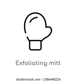 contorno esfoliação mitt vetor ícone. isolado preto simples linha elemento ilustração do conceito de beleza. vetor editável traçado esfoliação mitt ícone no fundo branco