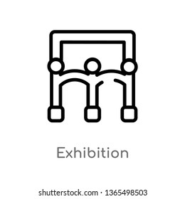 outline exhibition vector icon. isolated black simple line element illustration from museum concept. editable vector stroke exhibition icon on white background