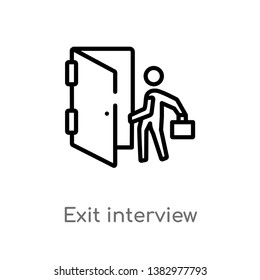 outline exit interview vector icon. isolated black simple line element illustration from human resources concept. editable vector stroke exit interview icon on white background