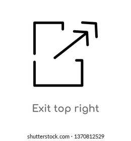 outline exit top right vector icon. isolated black simple line element illustration from arrows concept. editable vector stroke exit top right icon on white background