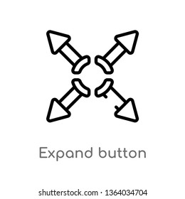 outline expand button vector icon. isolated black simple line element illustration from user interface concept. editable vector stroke expand button icon on white background