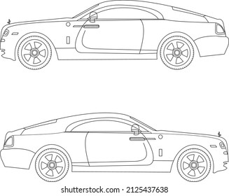outline expensive vector car drawing