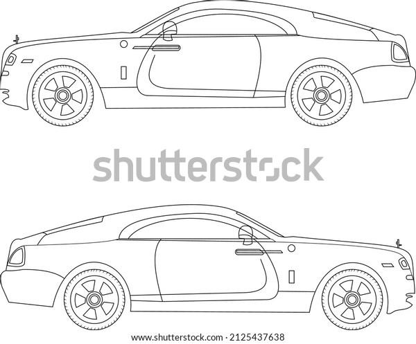 outline expensive vector car\
drawing