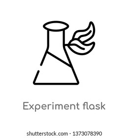 outline experiment flask with leaves vector icon. isolated black simple line element illustration from education concept. editable vector stroke experiment flask with leaves icon on white background