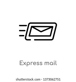 outline express mail vector icon. isolated black simple line element illustration from delivery and logistic concept. editable vector stroke express mail icon on white background