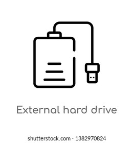 outline external hard drive vector icon. isolated black simple line element illustration from hardware concept. editable vector stroke external hard drive icon on white background