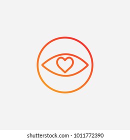 Outline eye in heart icon.gradient illustration isolated vector sign symbol