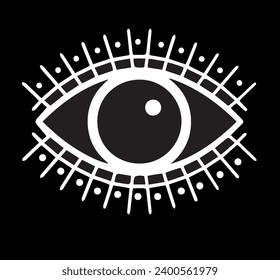 Iconos de los ojos de contorno. Imágenes de ojos abiertos y cerrados, formas de ojos durmientes con pestañas, supervisión vectorial y signos de búsqueda