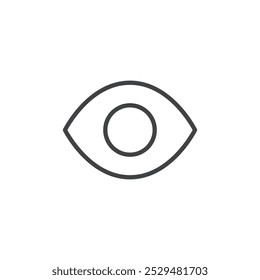 An outline of an eye, representing visibility, view, or watch.