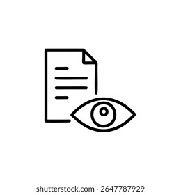 Outline eye symbol document with lines on background Handdrawn icon paper view