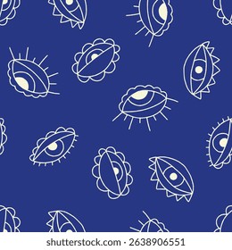 Outline Eye Vector Seamless Pattern Background for Surface Print Fabric Fashion Wrapping