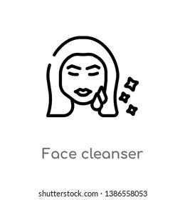 outline face cleanser vector icon. isolated black simple line element illustration from beauty concept. editable vector stroke face cleanser icon on white background