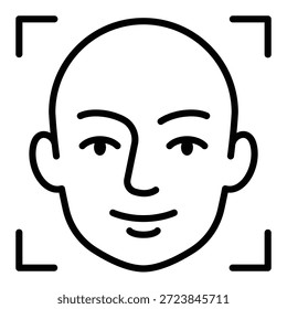 Ícone de reconhecimento facial de tópicos para verificação biométrica e ID de segurança.