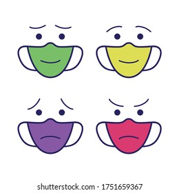 Outline facemask with face expressions - vector illustration