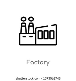 outline factory vector icon. isolated black simple line element illustration from delivery and logistic concept. editable vector stroke factory icon on white background